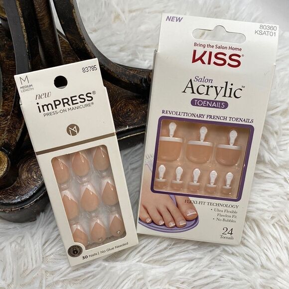 Impress Press On Nails 2 Pack French Nails Toes - Picture 1 of 7